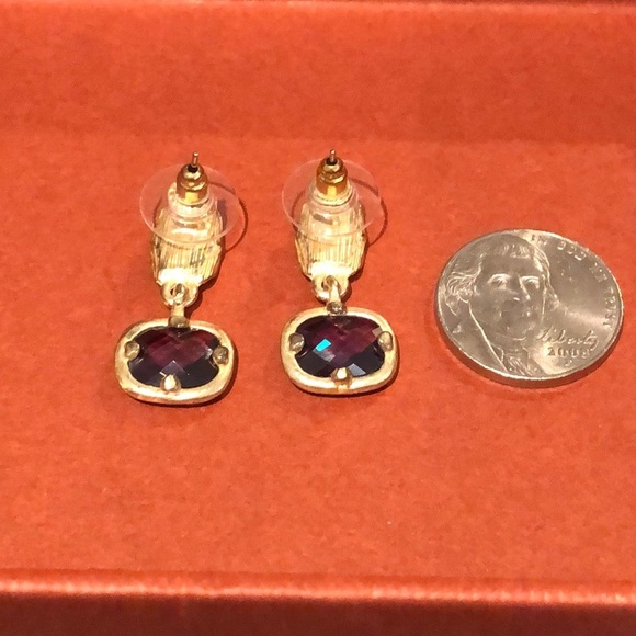 Earrings Gold with purple stone drop pendant earrings - Picture 5 of 7